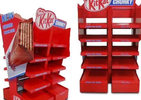 Confectionery brand floor stands produced as a volume program