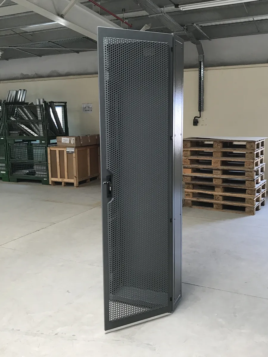 High flow perforated door on a custom server rack